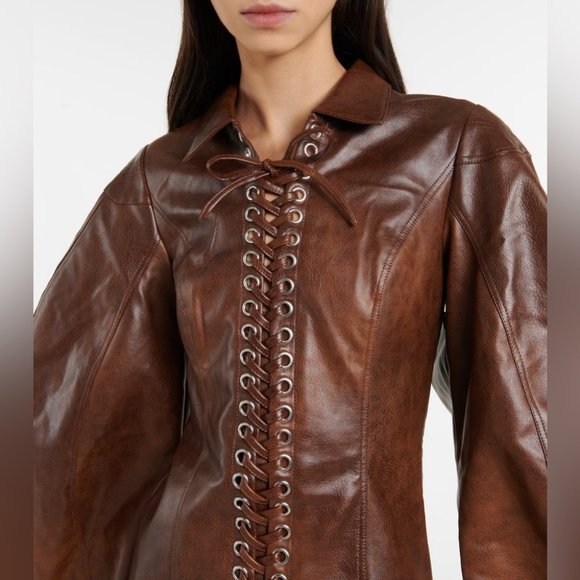 ROTATE BIRGER CHRISTENSEN Lace-up distressed faux leather mini dress - Picture 7 of 16